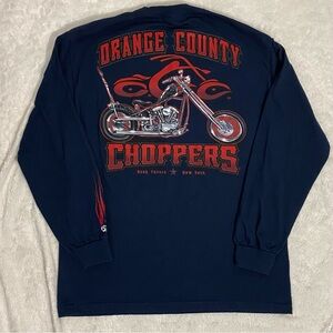 Vintage Orange County Choppers Graphic T-Shirt Size L Navy Blue Long Sleeve